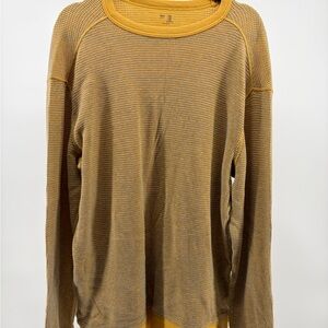 Gap Vtg Y2K Men’s Raglan Waffle Golden Long Sleeve shirt Size XXL Striped Casual